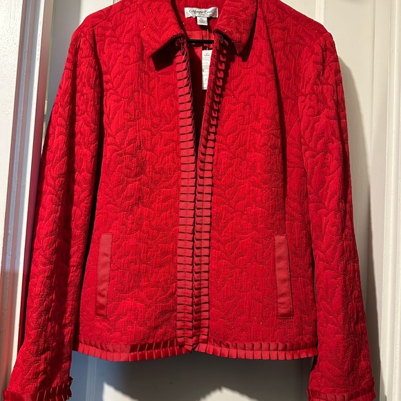 Coldwater Creek RED NWT Fabric Jacket P Large - Picture 7 of 12